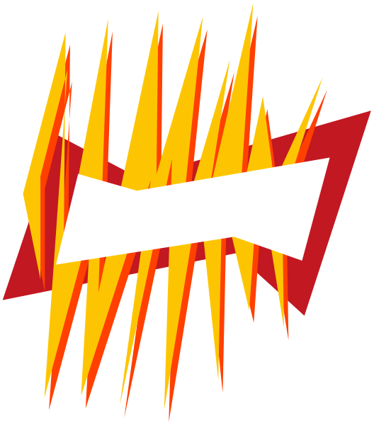 The image shows a stylized graphic with abstract shapes that resemble flames on either side of what appears to be an arrow-like shape in between them; there is no text present within this small clip-art image, and it does not depict any objects or actions related to people, animals, settings, etc.