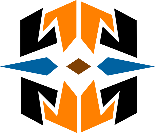 The image shows a stylized graphic with an abstract design that includes geometric shapes resembling letters "A" through "E," each in different shades of orange against black backgrounds; there is no text present, and it appears to be digitally created artwork rather than depicting any real-world objects or actions.