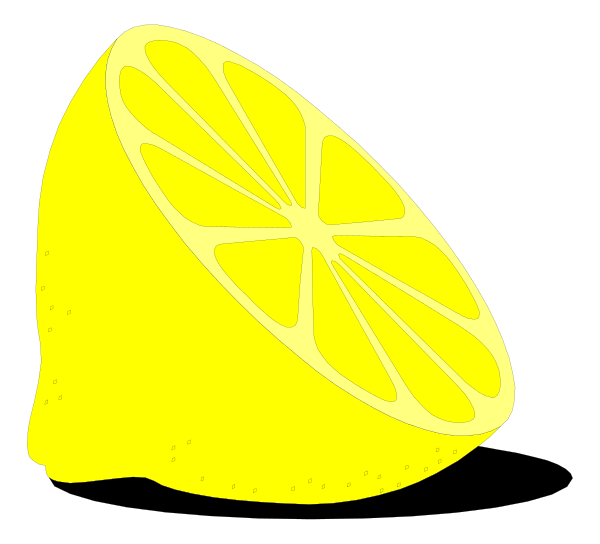 The image shows a slice of lemon with its pulp exposed on top left corner against black background.