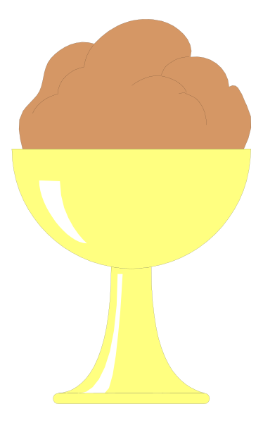 The image shows a stylized illustration of an Easter egg hunt scene with colorful eggs scattered around a basket on top of which sits a golden chalice filled to varying levels; in front is a small, simple cross and behind it all stands against a black background that transitions from dark at the bottom left corner to light gray towards the right.