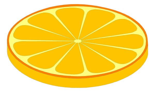 The image shows two halves of a lemon with their pulp exposed against an orange background that resembles slices of fruit on either side.