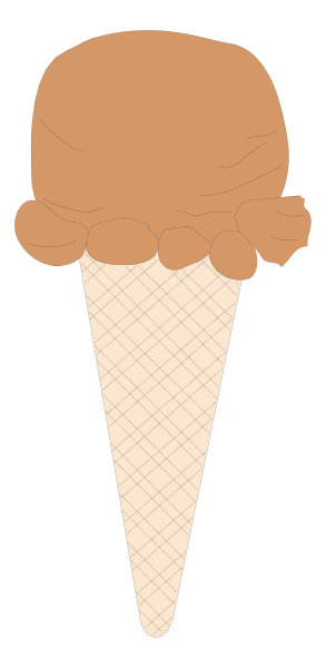 The image shows a cartoon of an ice cream cone with two scoops on top next to what appears to be a cat's face in profile view against a black background.