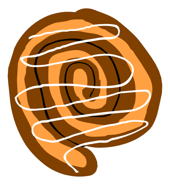 The image shows a simple line drawing of an abstract swirl pattern with no distinct shapes within it against a black background.