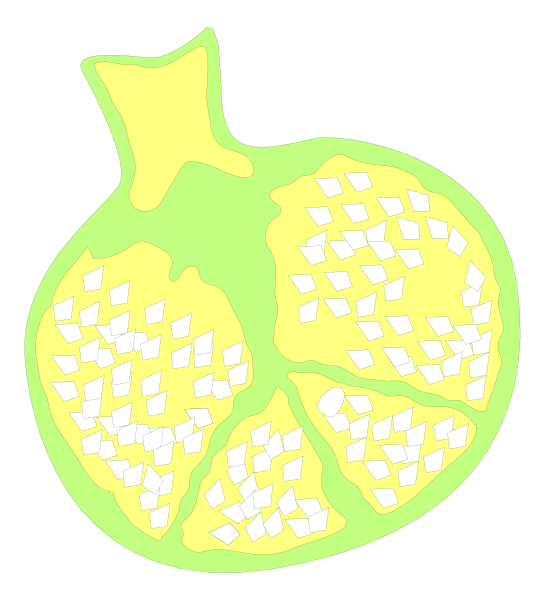 The image shows a stylized illustration of an orange with slices missing from it, set against a black background.