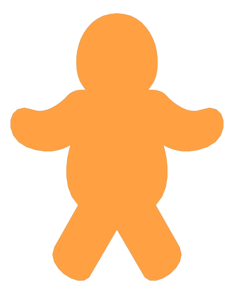 The image shows a simple orange stick figure of an infant standing against a black background with white text on it that reads "10" in bold letters at both ends.