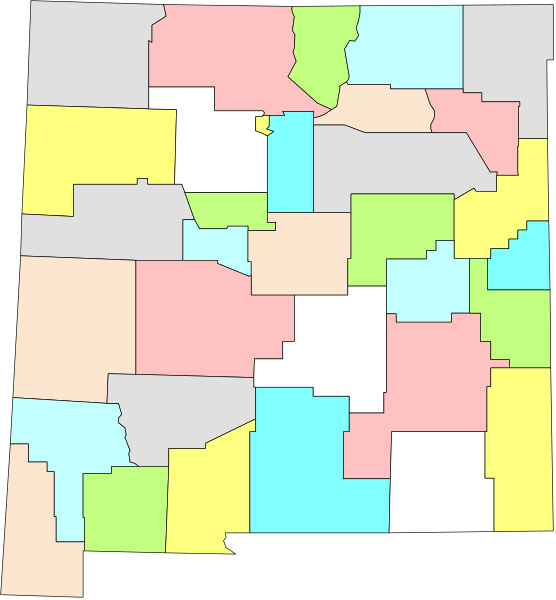 The image shows a stylized map with various colored areas representing different jurisdictions within an administrative division of a state, such as counties in the United States.