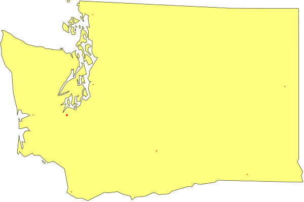The image shows a stylized map of Washington state with an overlaid yellow rectangle that appears to be filled with red dots representing some sort of data points or locations within the state.