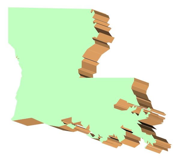 The map of a state with various colored shapes overlaid on it to represent different regions within that state.