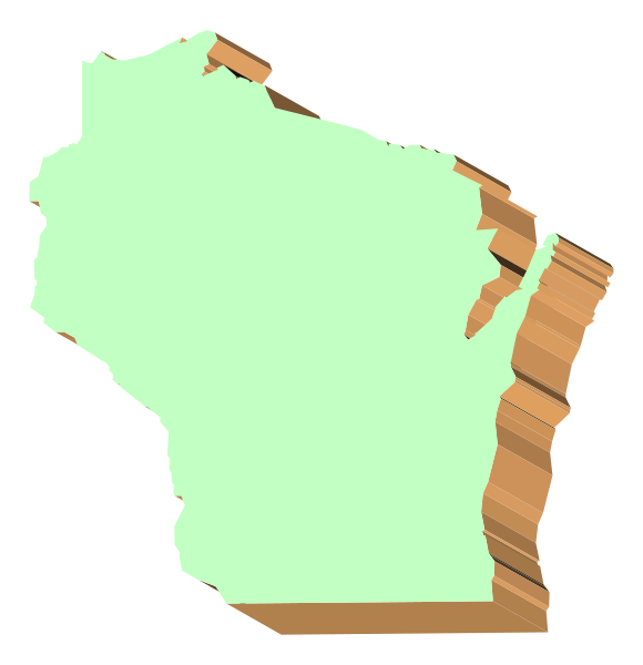 The image shows a stylized map of Michigan with various shades representing different regions within it, set against an orange background that resembles flames on either side; there is no text present in this clip-art version.