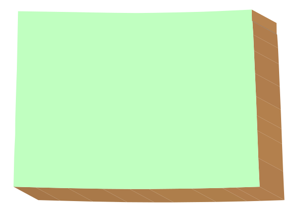 The image shows a simple drawing of an orange rectangle with two smaller rectangles inside it on top of what appears to be gray paper against a white background.
