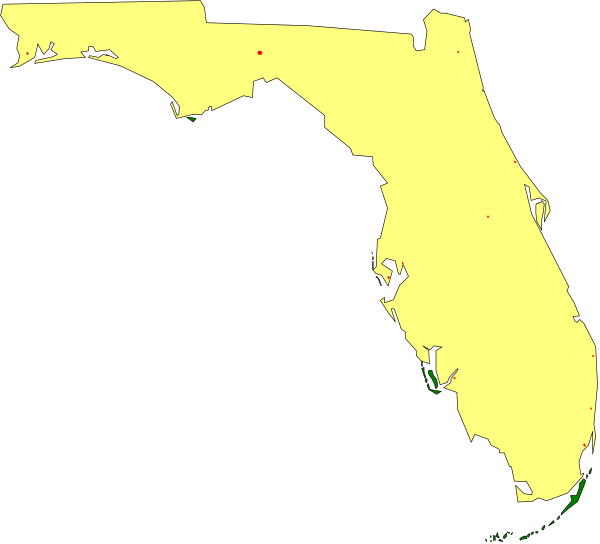 The image shows a map of Florida with an overlay that appears to be satellite data indicating areas affected by flooding from Hurricane Irma in 2017. It is presented as a small clip-art graphic, likely used for educational purposes such as illustrating disaster relief efforts or the extent and impact of natural disasters on specific regions within Florida. The map itself shows various counties with different shades indicating varying levels of flooding severity; however, without more context it's not possible to identify any objects, people, animals, actions, or setting in this image beyond