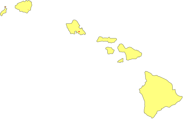 The map shows a simplified representation of Hawaii with various islands labeled as "HAWAII" at different locations on it.