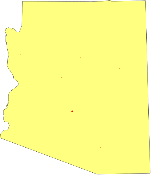 The map of a state with annotations indicating areas affected by wildfires.