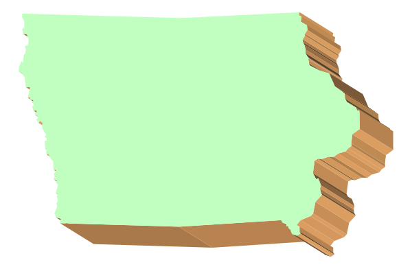 The image shows a map of an area with various states outlined on it.