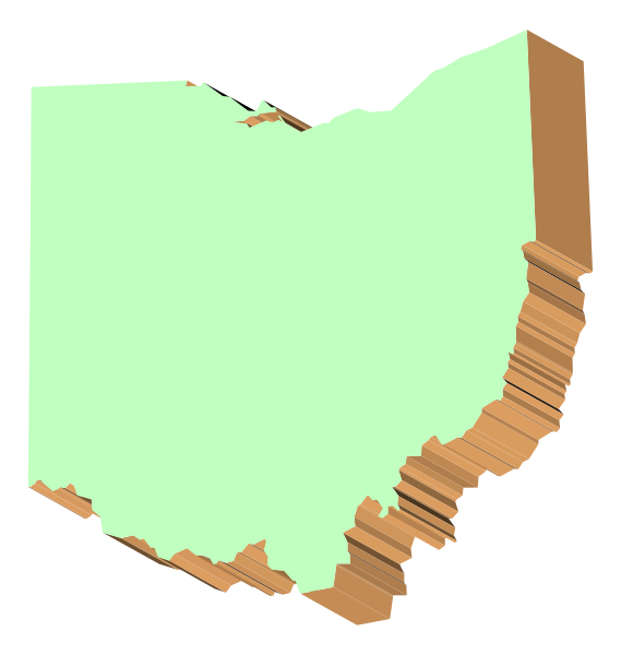 The image shows a map of Indiana with its borders highlighted by different colored lines on top of an orange background to the left side, while there is another smaller graphic resembling a heart shape in white coloring atop it and below that appears to be a barcode or some sort of patterned design.