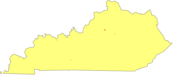 The image shows a stylized map of Kentucky with its distinctive shape outlined against an otherwise plain background.