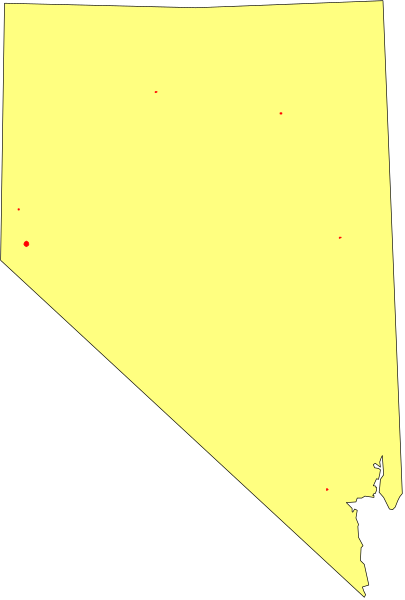 The image shows a map of Nevada with an overlay that appears to be some sort of data visualization indicating areas of interest or activity within its borders.