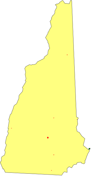 The image shows a map of Alaska with red dots indicating locations within its borders.