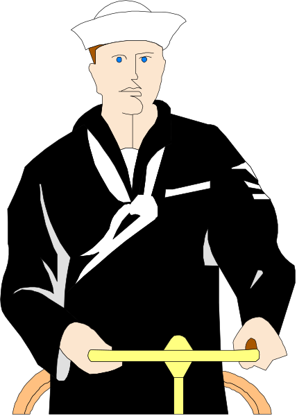 The black and white illustration shows a sailor on his bicycle with an anchor tattooed to his arm riding down a street at night under a full moon.