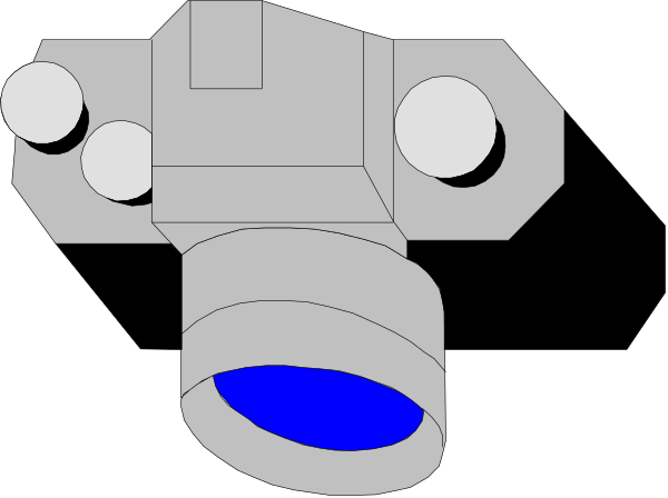 The image shows a black and white pixelated representation of an animal with blue eyes on its face against a dark background.