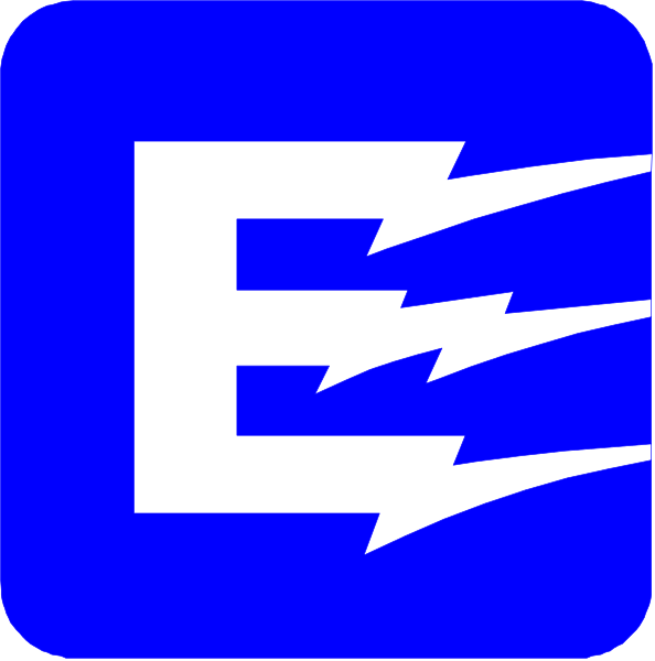The image shows a blue square with white lightning bolt iconography on it to its right side, placed next to another similar-looking but smaller graphic that is also in shades of blue and features an arrow pointing downward from what appears to be a cloud symbol above two lines representing power or electricity cables.