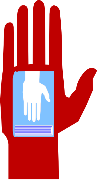 The image shows a red hand with an open palm holding up two fingers against a black background on top of which there is white text that reads "STOP".