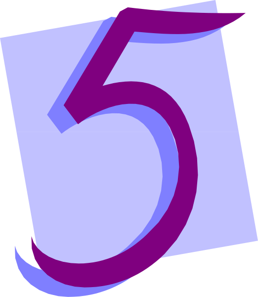The number five displayed on a piece of paper with an abstract design around it.