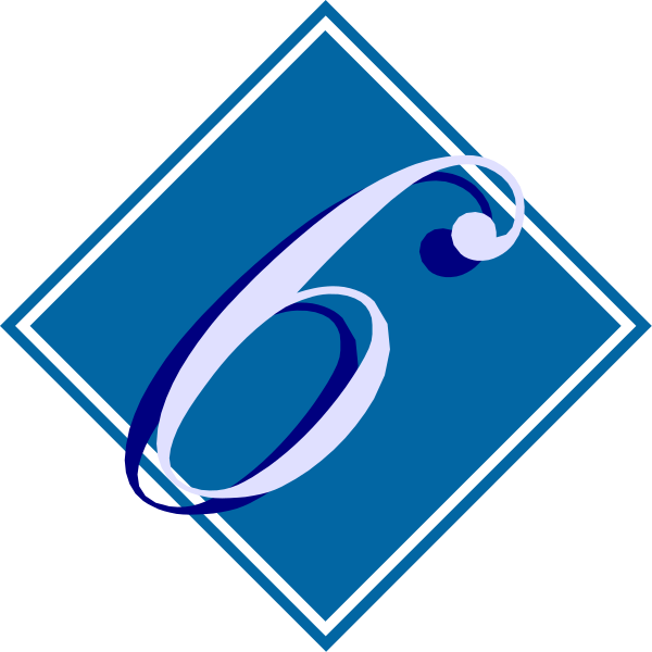 The number six with a blue diamond background on top of it.