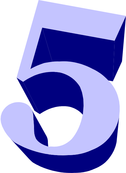 The number five with a blue background on top of another layer that has an abstract design resembling watercolor paint splatters in shades of gray and white.