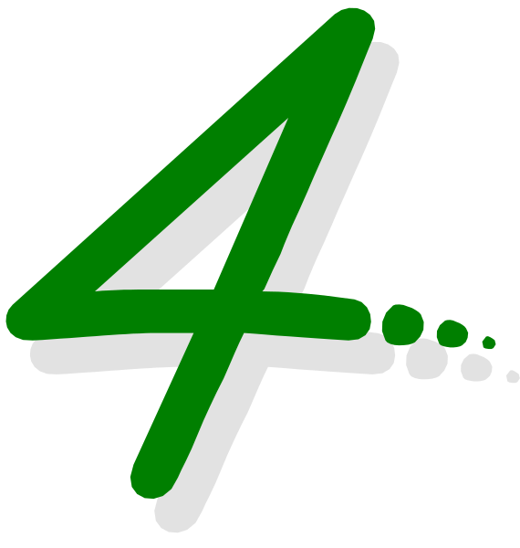 The image shows a stylized graphic with two numbers "4" on top of each other forming an abstract design that resembles a number 120 degree rotation symbolizing four dimensions in space-time, and to its right is another green circle containing three dots representing the concept of time or dimension. There are no people, animals, actions, setting details visible within this image. The style appears modern with bold lines and flat colors.
