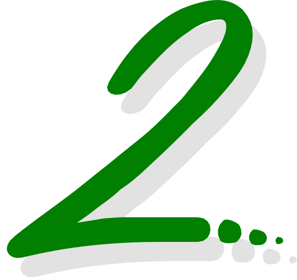 The number "2" with a green outline on it against a white background.