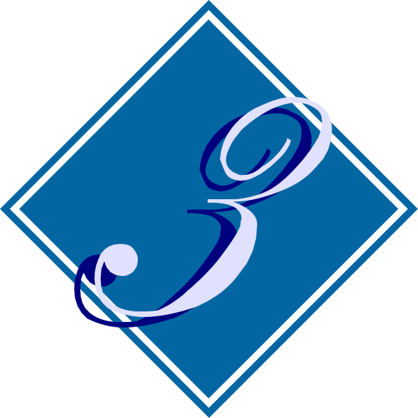 The image displays a blue diamond with an elegant cursive 'S' inside it against a black background.