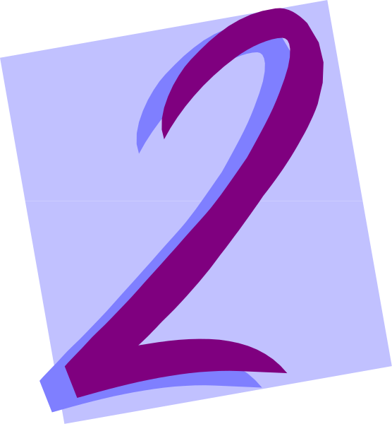 The number two with a purple outline on top of another square shape that has an orange border around it.