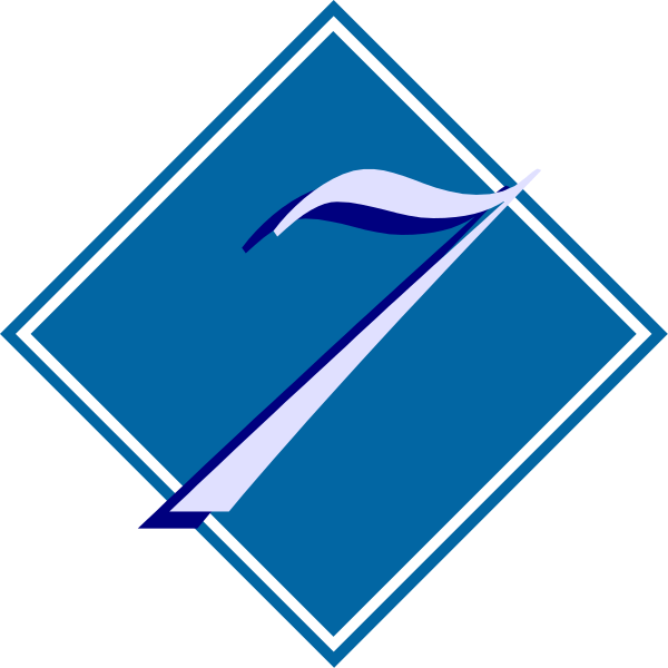 The image shows a logo with two stylized blue squares containing white text; on top is "1" inside an inverted triangle shape, while below it appears to be another symbol that could represent a letter 'S' within a square frame.