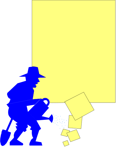 The image shows a cartoon of an old man shoveling dirt into a wheelbarrow with his back to us; he is wearing a hat and has a beard.