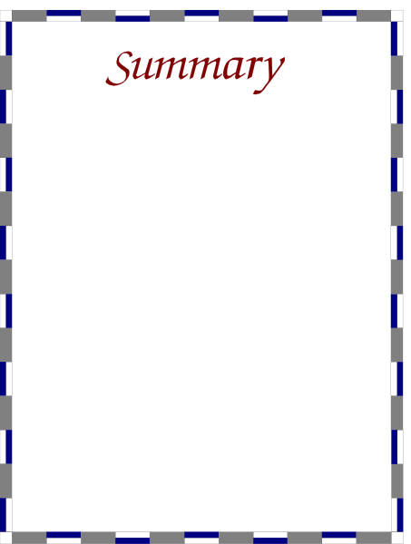 The image shows a blackboard with white text that reads "SUMMARY" at the top right corner against an abstract background of blue lines on gray squares.