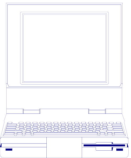 The image shows a black laptop with its screen turned off on top of what appears to be an open book lying flat against a dark background.