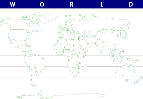 The image shows a world map with country names on it displayed within an Excel spreadsheet interface that includes columns labeled "World," "Continent," and rows representing different continents such as Europe, Asia, Africa, North America, South America, Australia, Antarctica, and the Arctic.
