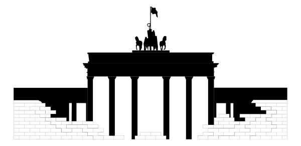 The image shows a black silhouette of an animal with white spots on its body against a grey background.