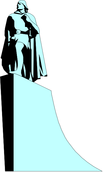 The black and white silhouette of a superhero standing on top of an escalator railing with his cape flowing behind him in motion against a dark background.