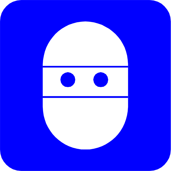 The image shows a blue square with an icon of a face mask inside it against a white background.
