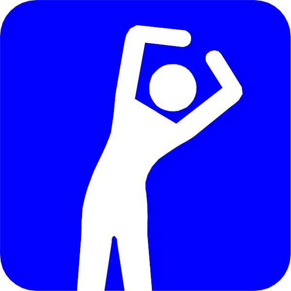 The image shows a blue sign with white text that reads "Gym" on it.