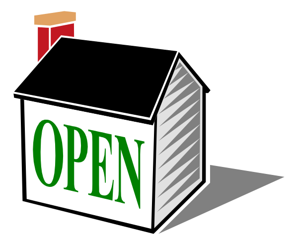 The image shows a cartoon depiction of an open sign with text that reads "OPEN" on top of it.