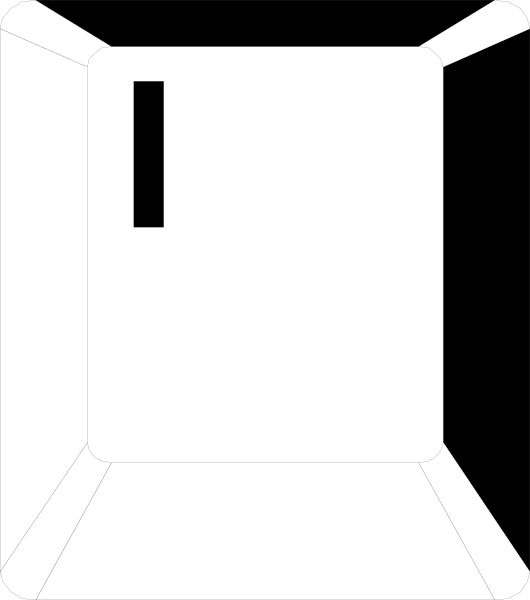 The image shows a simple black and white line drawing of an open laptop computer with its screen facing upwards on what appears to be a desk surface.