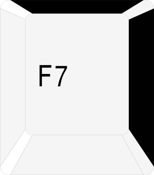 The image shows a whiteboard with black text that reads "F7 6". There is also an icon of what appears to be a computer monitor in front of it on top right corner. This suggests this could represent some sort of file system, possibly from Linux or Unix-based operating systems where the F7 key might correspond to certain functions within those environments. The whiteboard and text are set against a gray background with no other objects present.