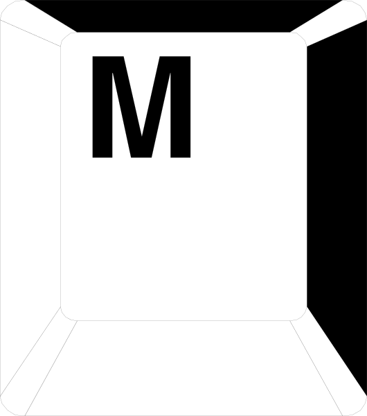 The image shows a white box with an "M" on it against a gray background.