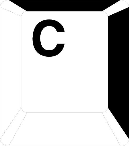 The image shows a white sign with black text that reads "C" on it against an indistinct background.