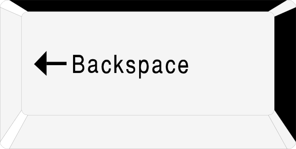 The image shows a sign with an arrow pointing to "BACKSPACE" on it.