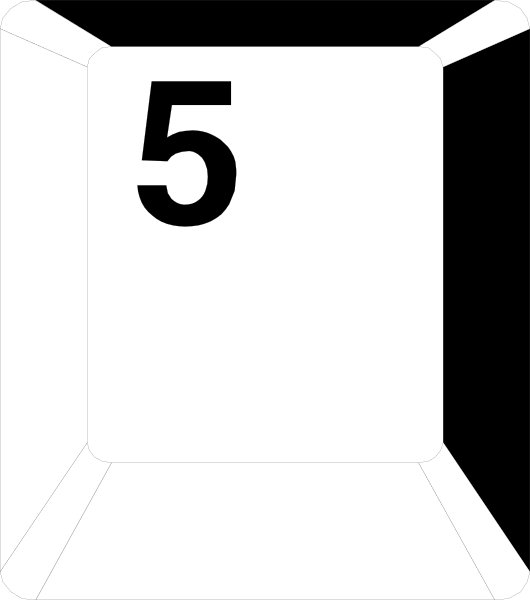 The number five on a sign with an arrow pointing upwards to it from below.