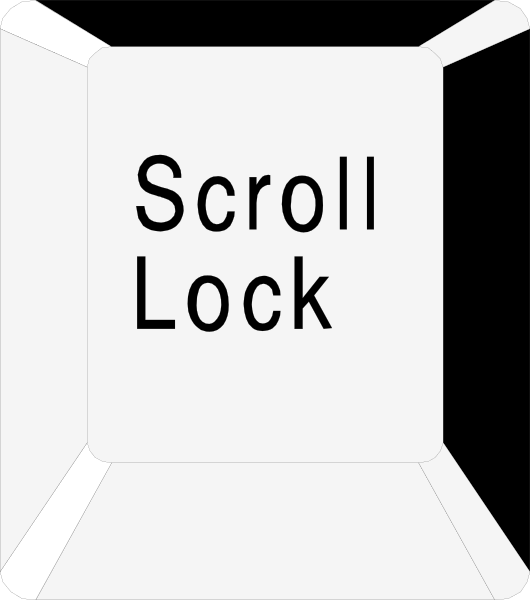 The image shows a white scroll with black text that reads "Scroll Lock" on it against an unidentified background.